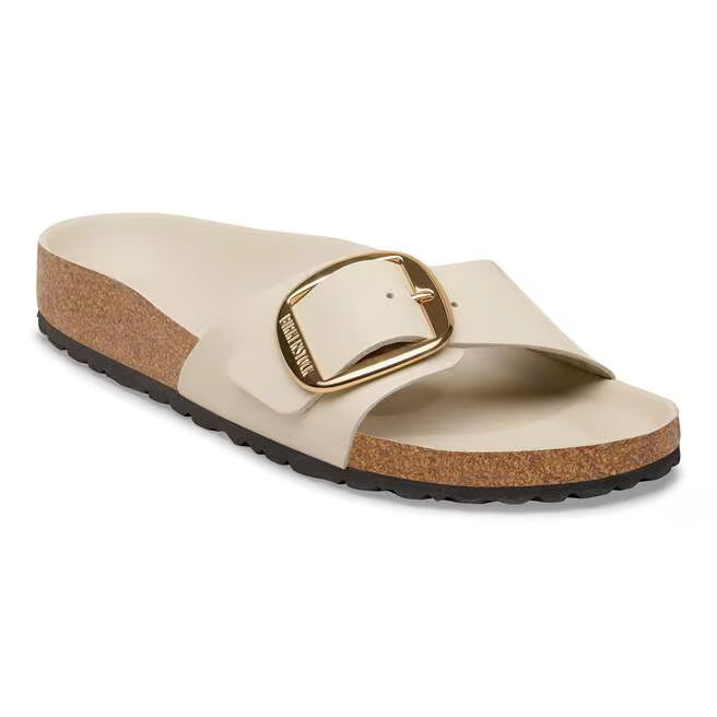 Birkenstock Madrid Big Buckle Natural Leather Patent High Shine - Oyster, Narrow