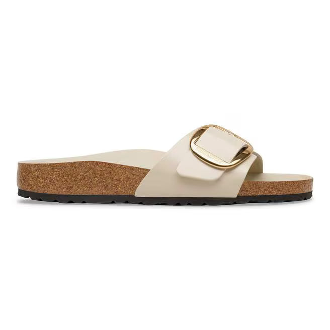 Birkenstock Madrid Big Buckle Natural Leather Patent High Shine - Oyster, Narrow