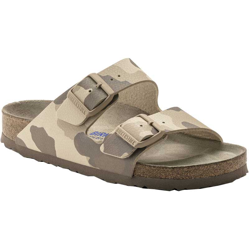 BIRKENSTOCK ARIZONA SOFT FOOTBED CAMO GRAY TAUPE BIRKO FLOR NARROW