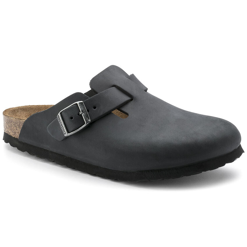 BIRKENSTOCK BOSTON BLACK OIL LEATHER NARROW