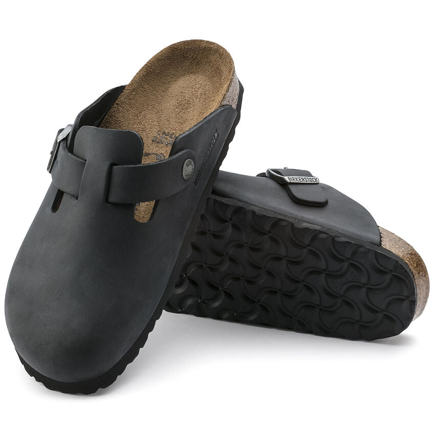 BIRKENSTOCK BOSTON BLACK OIL LEATHER NARROW