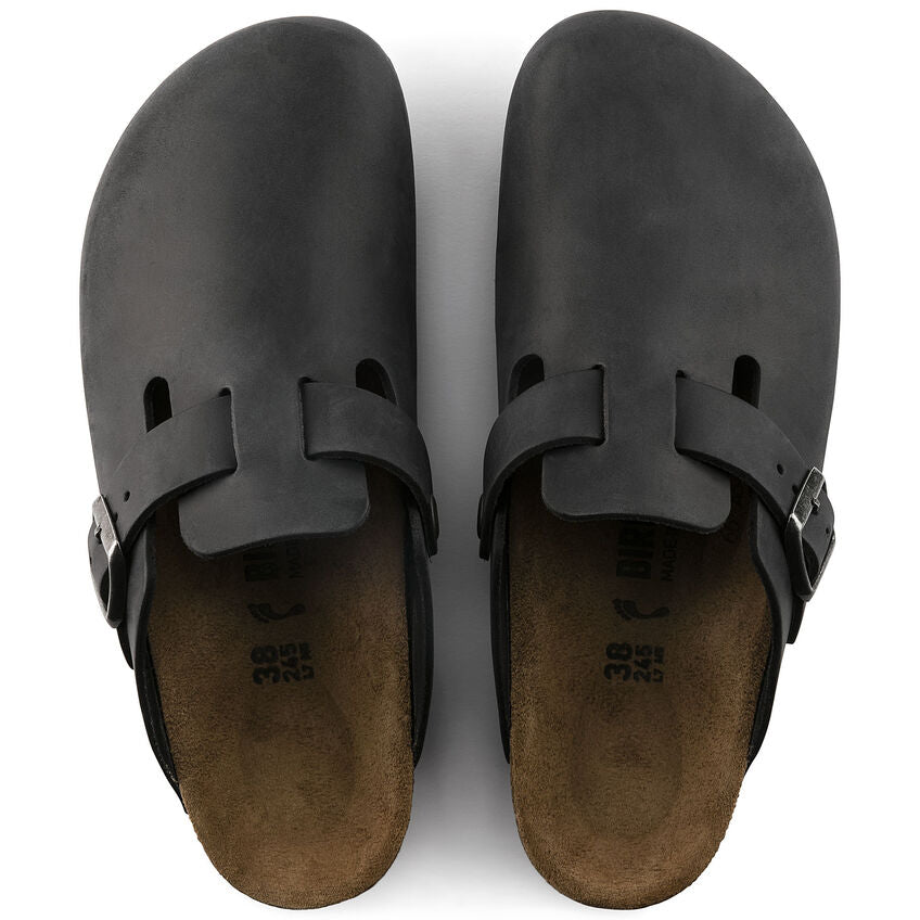 BIRKENSTOCK BOSTON BLACK OIL LEATHER NARROW