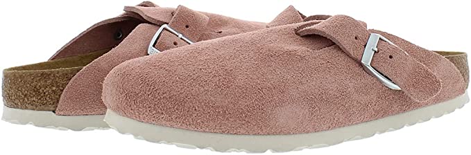 BIRKENSTOCK BOSTON SOFT FOOTBED PINK CLAY SUEDE NARROW