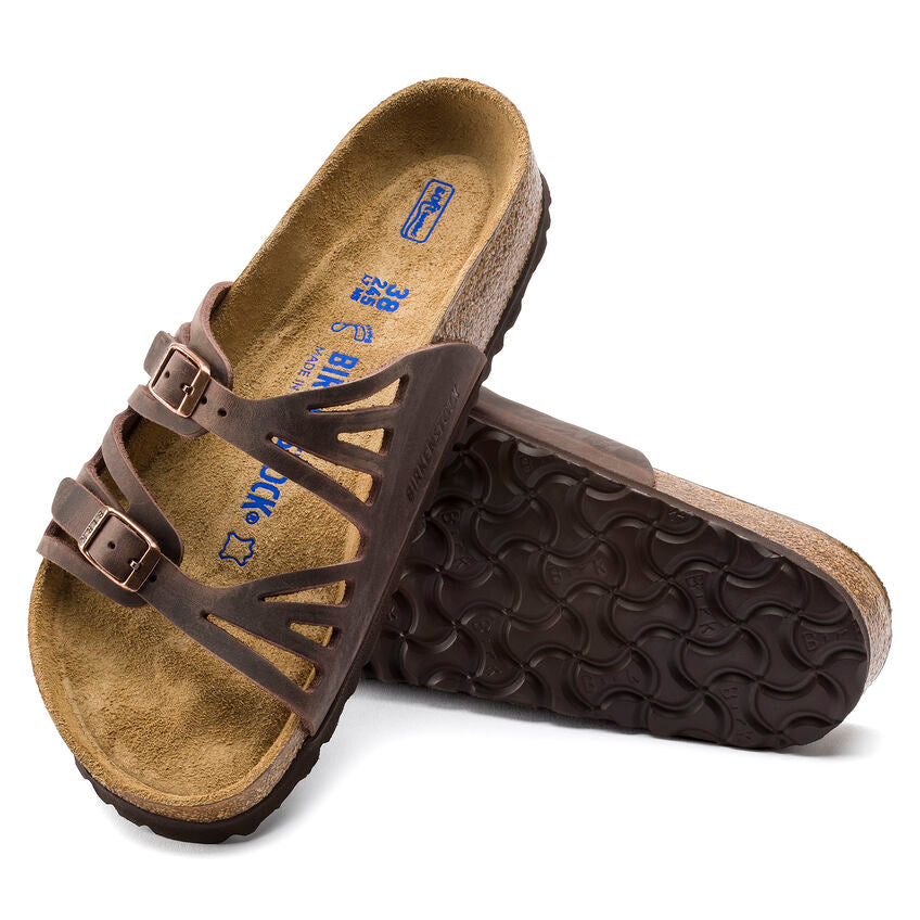 BIRKENSTOCK GRANADA HABANA SOFT FOOTBED OIL LEATHER NARROW