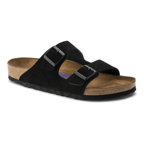 BIRKENSTOCK ARIZONA BLACK SUEDE SOFT FOOTBED NARROW