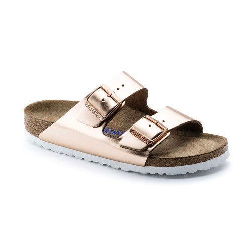 BIRKENSTOCK ARIZONA SOFT FOOTBED W/WHITE COPPER LEATHER REGULAR