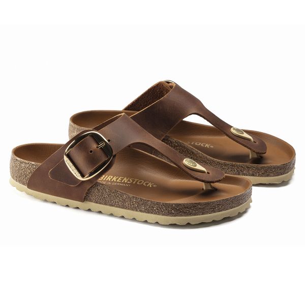 BIRKENSTOCK GIZEH BIG BUCKLE COGNAC LEATHER REGULAR