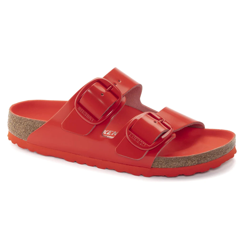 BIRKENSTOCK ARIZONA BIG BUCKLE HIGH SHINE TOMATO LEATHER NARROW