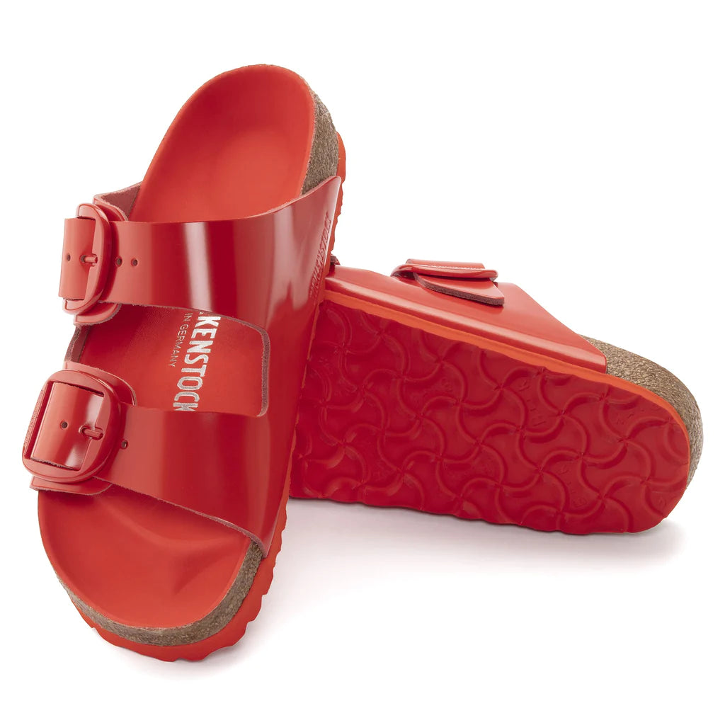 BIRKENSTOCK ARIZONA BIG BUCKLE HIGH SHINE TOMATO LEATHER NARROW