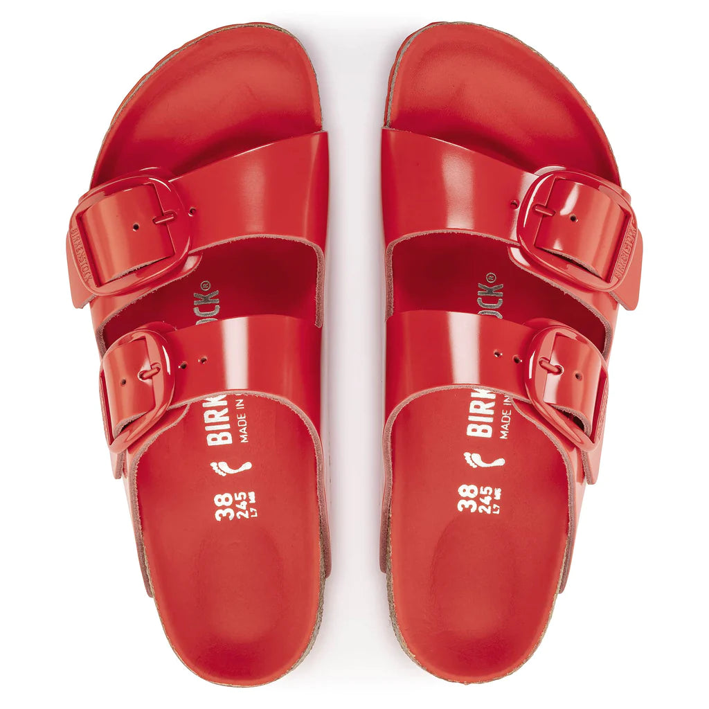 BIRKENSTOCK ARIZONA BIG BUCKLE HIGH SHINE TOMATO LEATHER NARROW