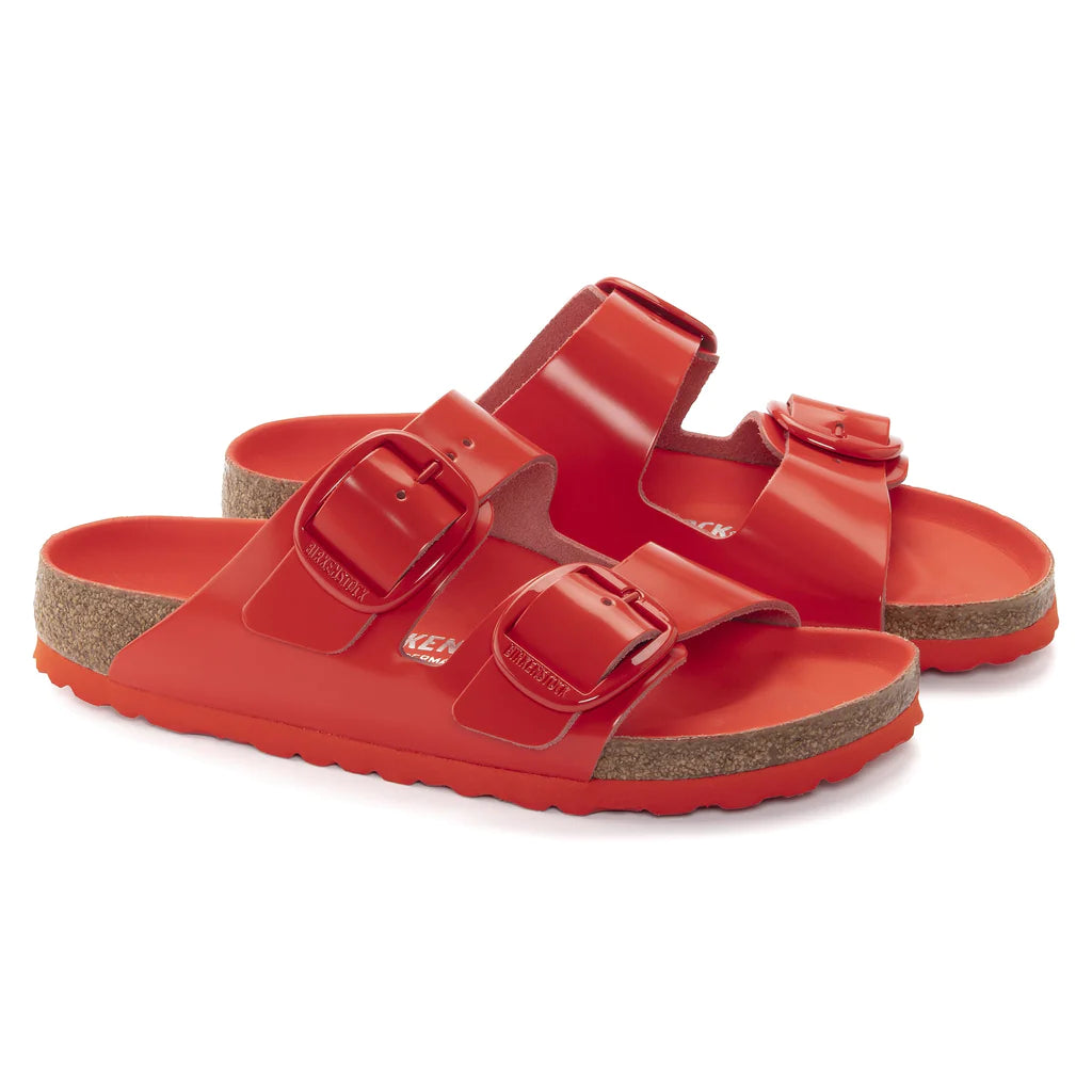 BIRKENSTOCK ARIZONA BIG BUCKLE HIGH SHINE TOMATO LEATHER NARROW