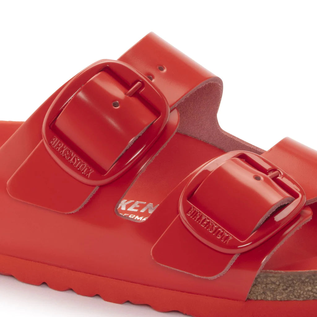 BIRKENSTOCK ARIZONA BIG BUCKLE HIGH SHINE TOMATO LEATHER NARROW