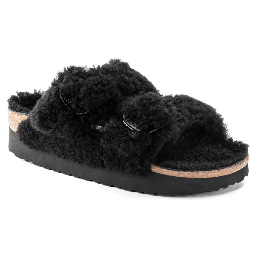 BIRKENSTOCK ARIZONA BIG BUCKLE TEDDY BLACK SHEARLING NARROW