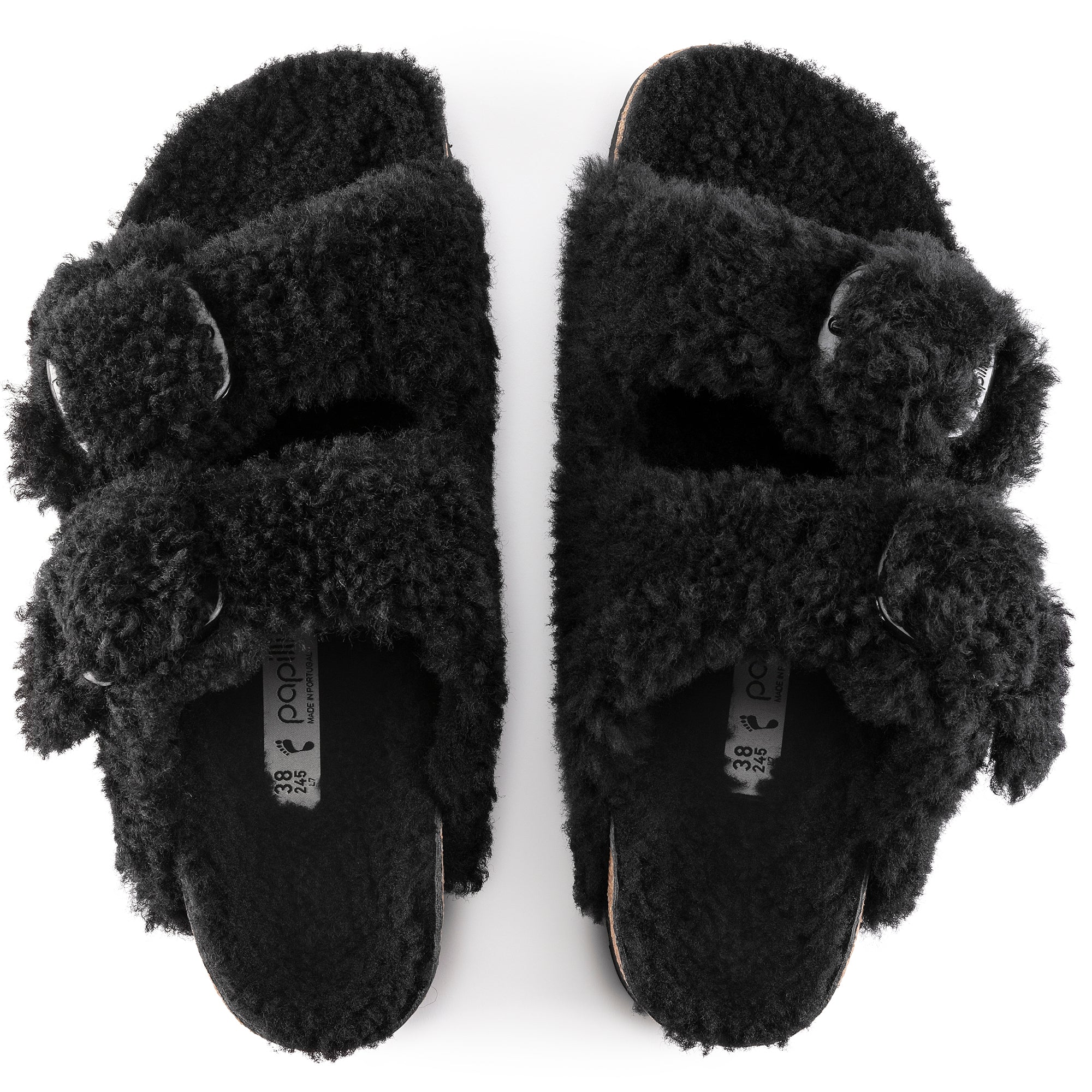 BIRKENSTOCK ARIZONA BIG BUCKLE TEDDY BLACK SHEARLING NARROW