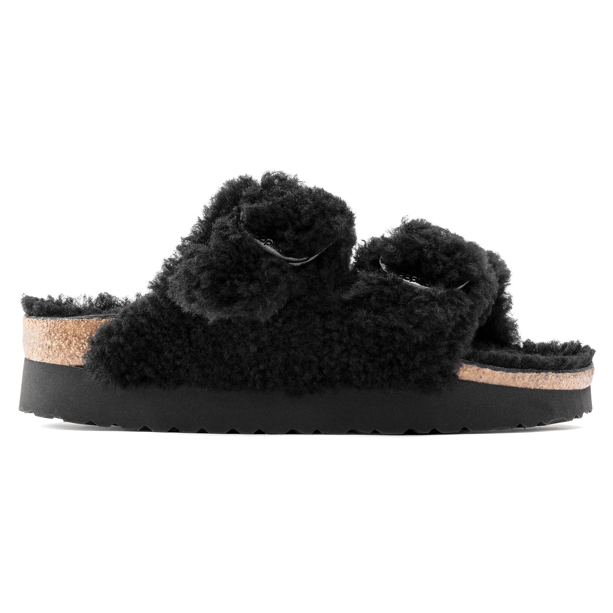 BIRKENSTOCK ARIZONA BIG BUCKLE TEDDY BLACK SHEARLING NARROW