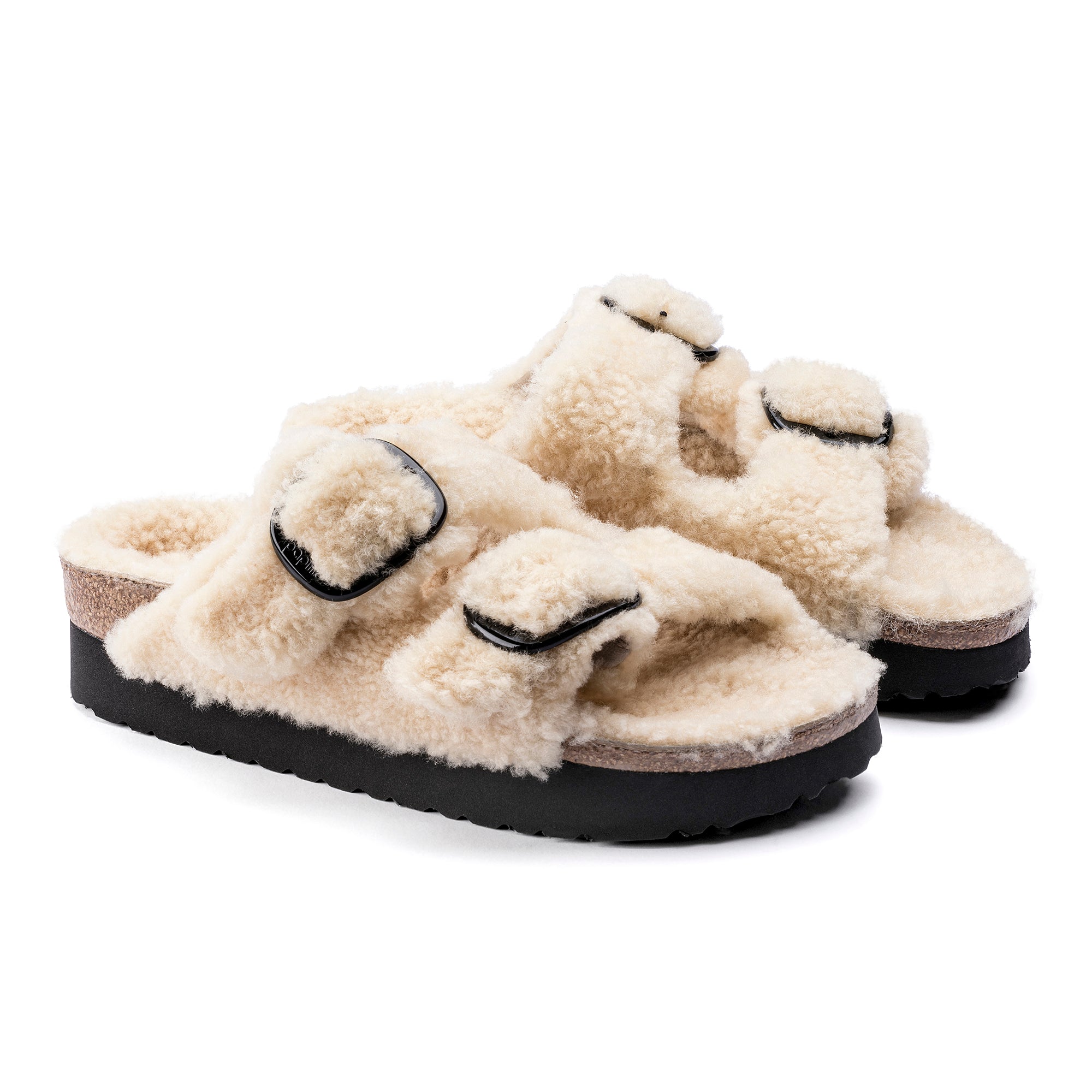 BIRKENSTOCK ARIZONA BIG BUCKLE TEDDY EGGSHELL SHEARLING NARROW