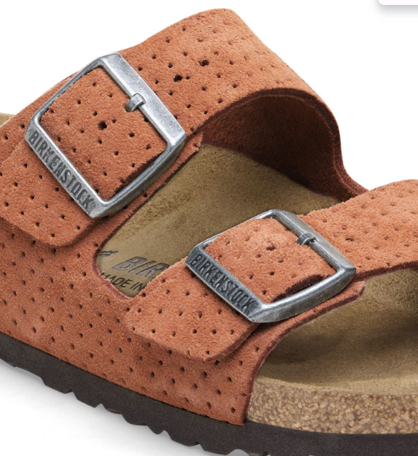 Birkenstock Arizona Suede Leather Embossed Dotted Burnt Orange