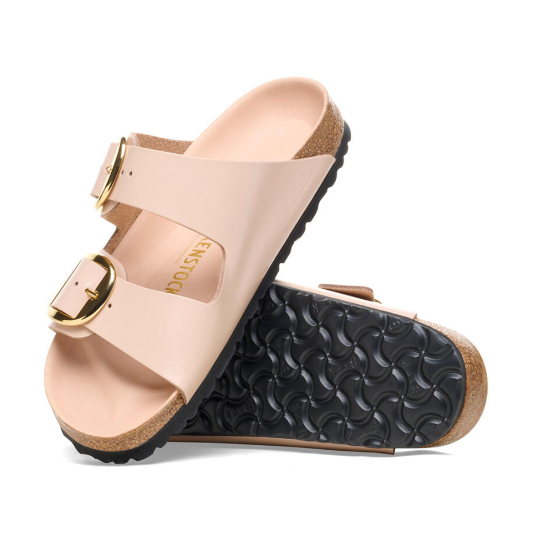 Birkenstock Arizona Big Buckle Natural Leather Patent High-Shine New Beige