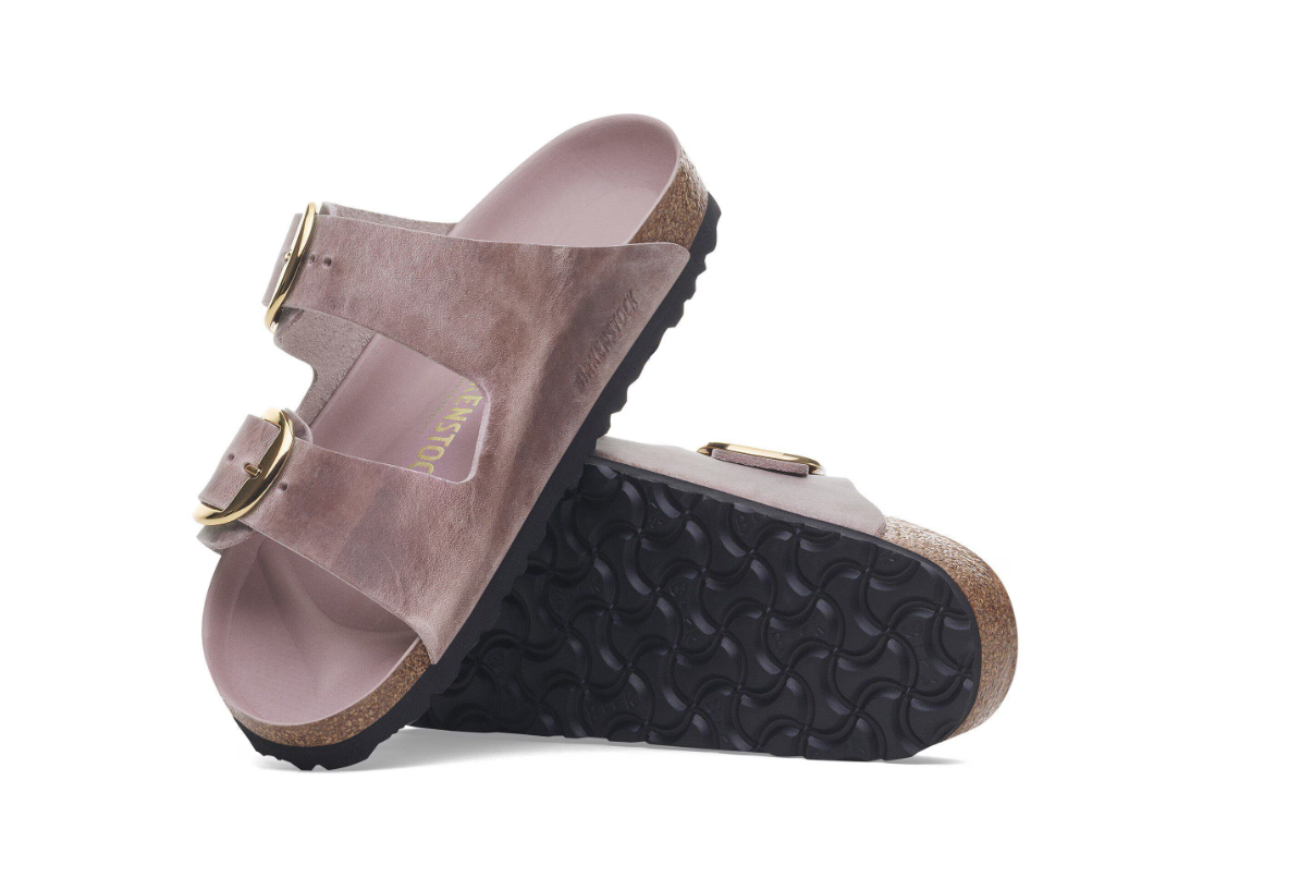 Arizona Big Buckle Oiled Leather Lavender Sandals