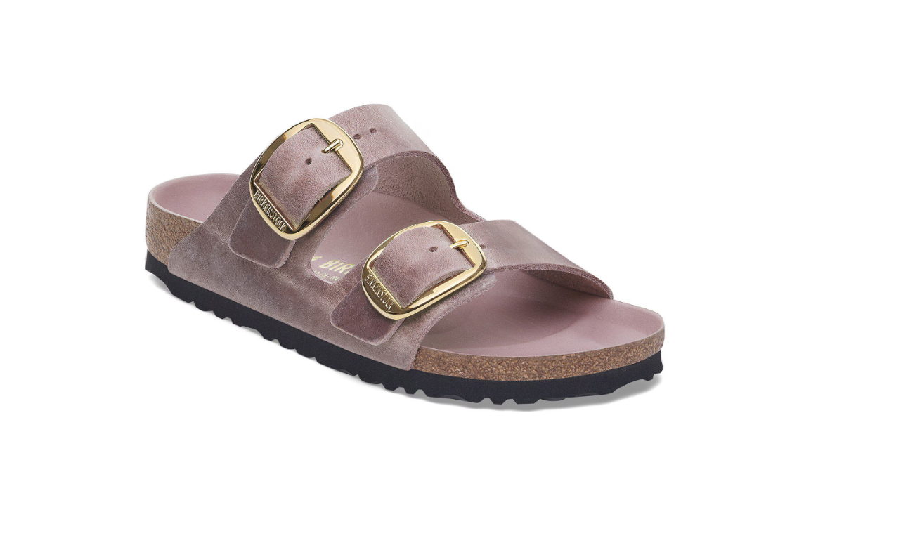 Arizona Big Buckle Oiled Leather Lavender Sandals