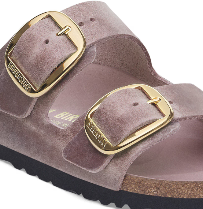 Arizona Big Buckle Oiled Leather Lavender Sandals