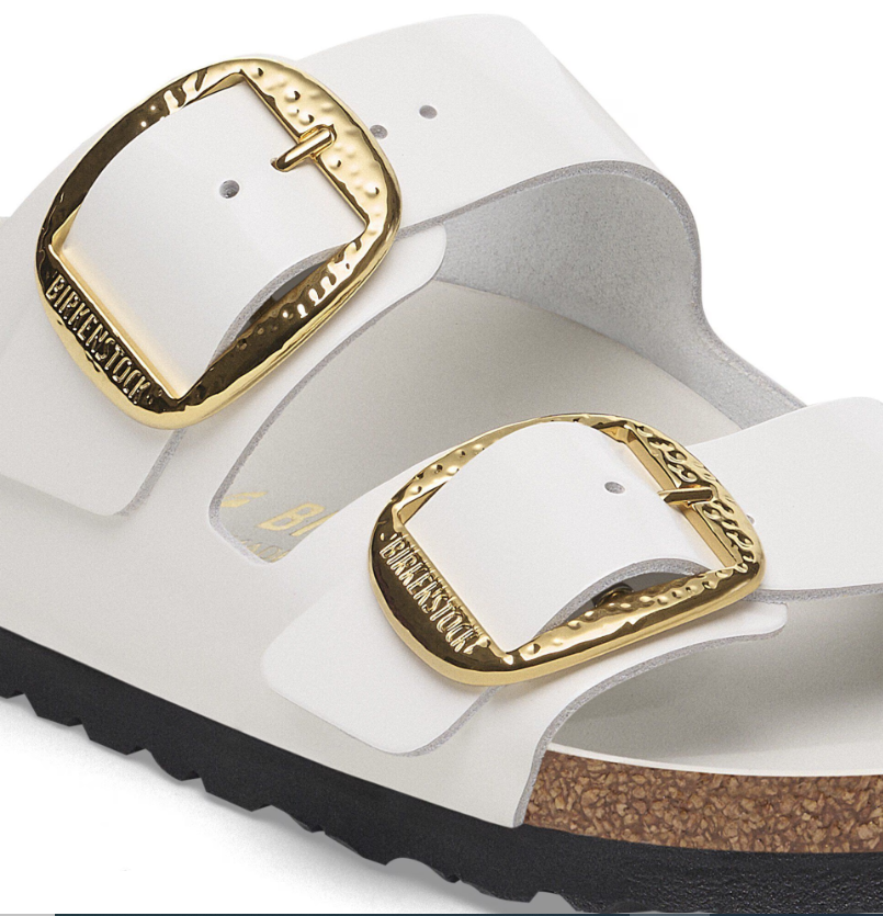 Birkenstock Arizona Big Buckle Natural Leather Patent Antique White Sandals