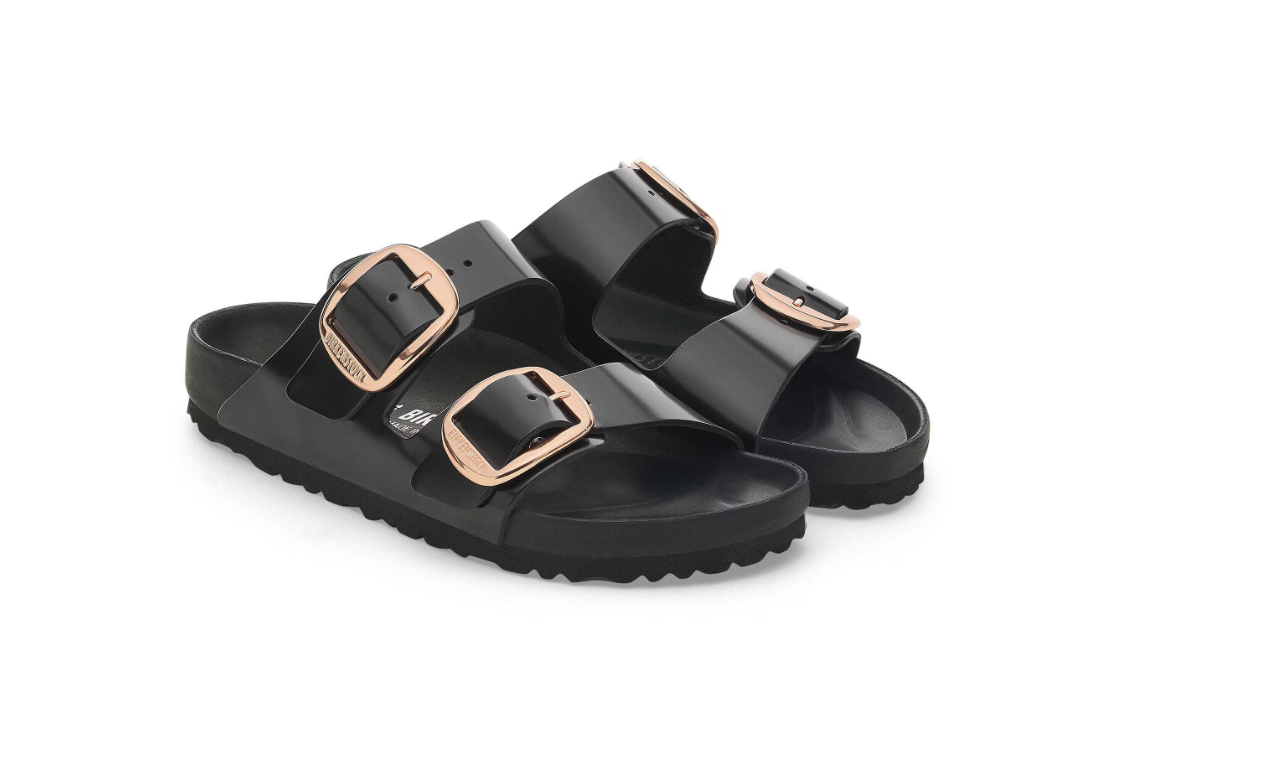 Birkenstock Arizona Big Buckle Natural Leather Patent High Shine Black