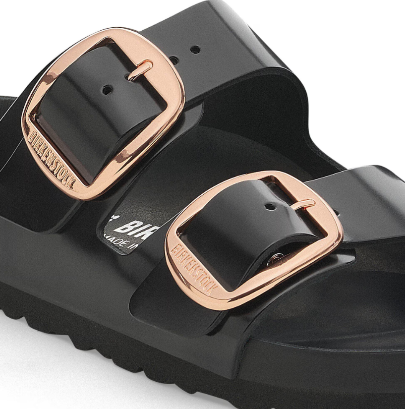 Birkenstock Arizona Big Buckle Natural Leather Patent High Shine Black