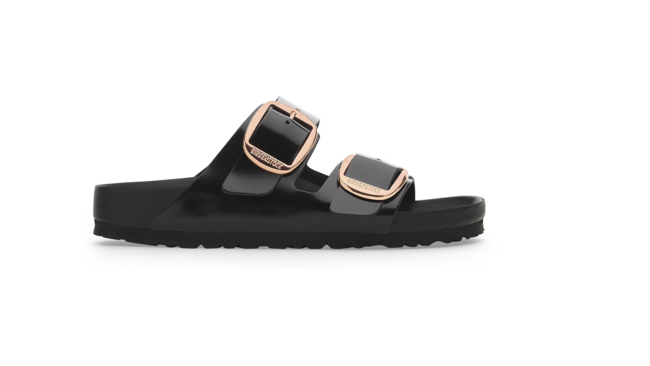 Birkenstock Arizona Big Buckle Natural Leather Patent High Shine Black
