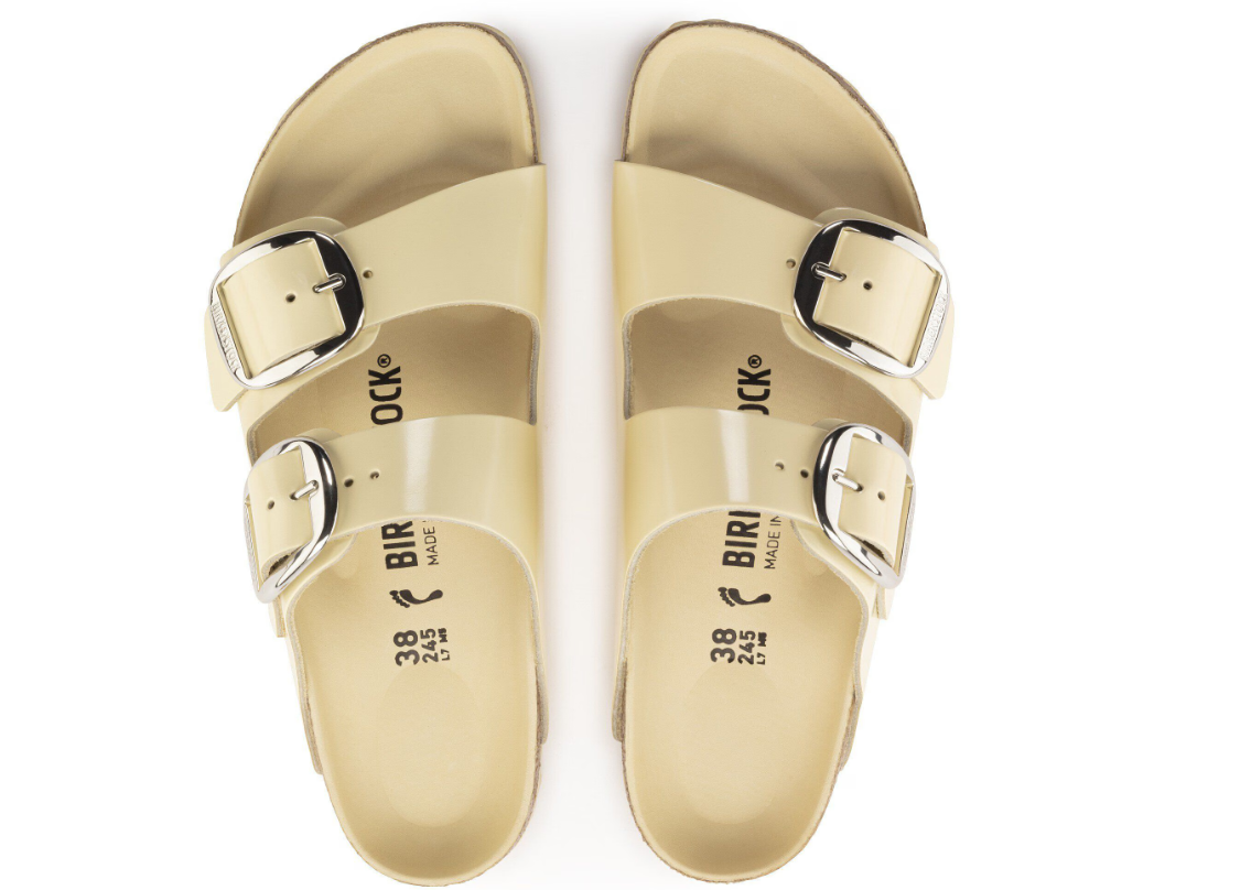 Birkenstock Arizona Big Buckle Natural Leather Patent High-Shine Butter