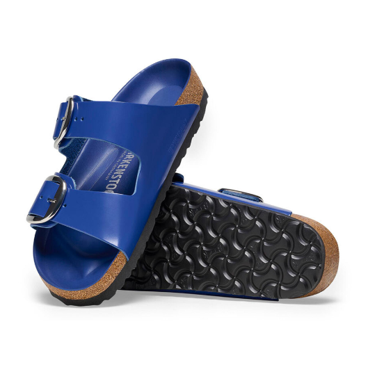 Birkenstock Arizona Big Buckle Natural Leather Patent High Shine Cobalt