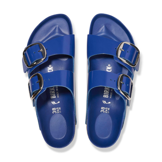Birkenstock Arizona Big Buckle Natural Leather Patent High Shine Cobalt