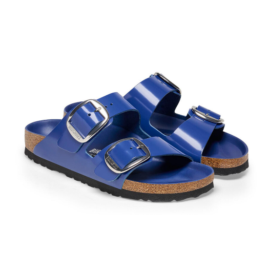Birkenstock Arizona Big Buckle Natural Leather Patent High Shine Cobalt