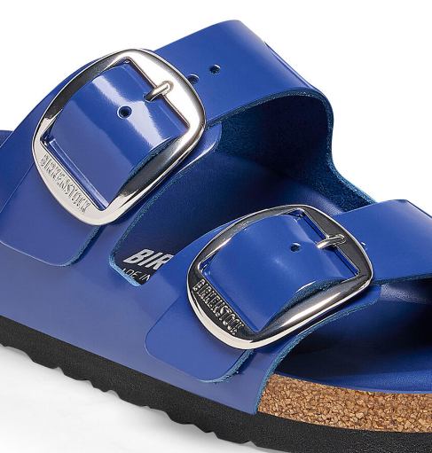 Birkenstock Arizona Big Buckle Natural Leather Patent High Shine Cobalt