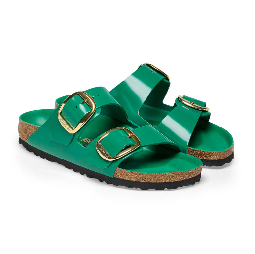 Birkenstock Arizona Big Buckle Natural Leather Patent High Shine Digital Green
