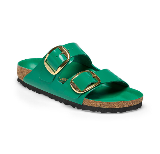 Birkenstock Arizona Big Buckle Natural Leather Patent High Shine Digital Green