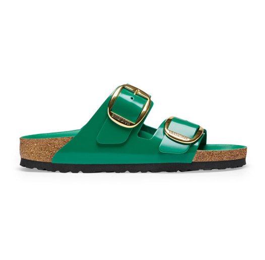 Birkenstock Arizona Big Buckle Natural Leather Patent High Shine Digital Green