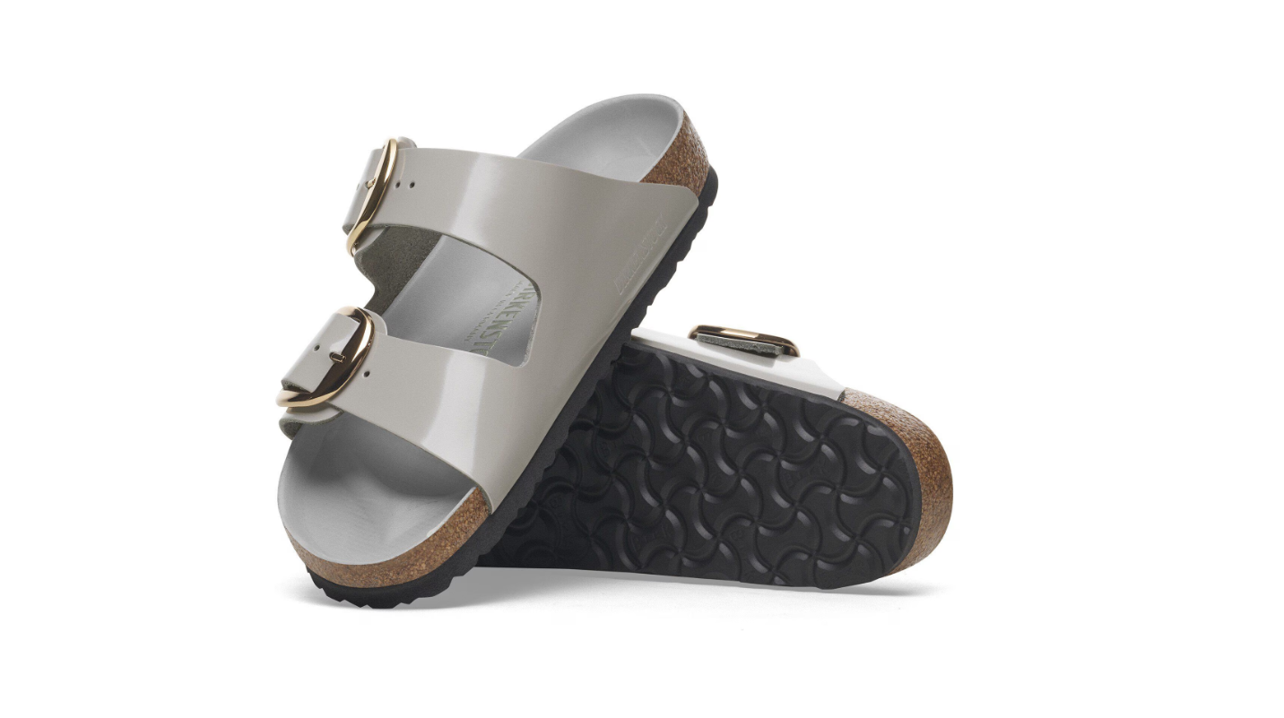 Birkenstock Arizona Big Buckle Natural Leather Patent Stone Coin Narrow Sandals