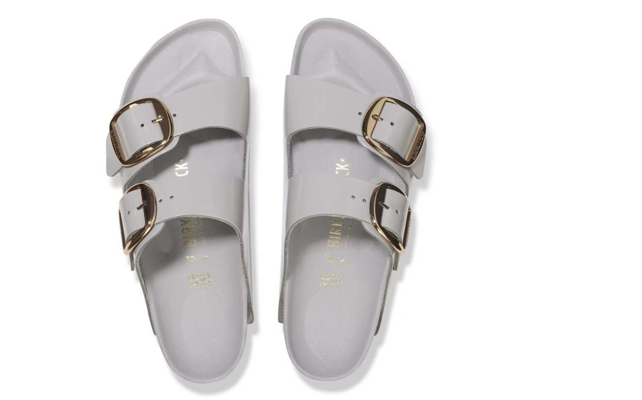 Birkenstock Arizona Big Buckle Natural Leather Patent Stone Coin Narrow Sandals