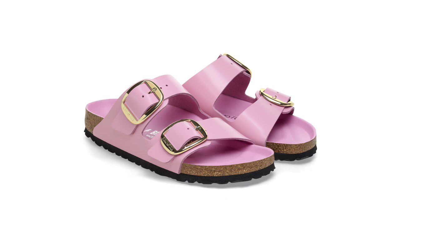 Birkenstock Arizona Big Buckle Natural Leather Patent Fondant Pink