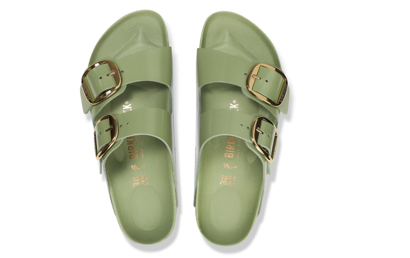 Birkenstock Arizona Big Buckle Patent Leather Green Tea Sandals