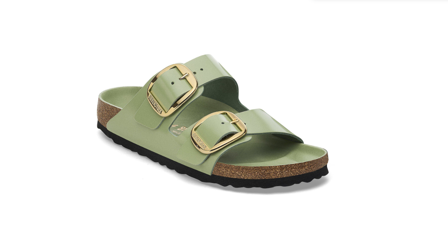 Birkenstock Arizona Big Buckle Patent Leather Green Tea Sandals