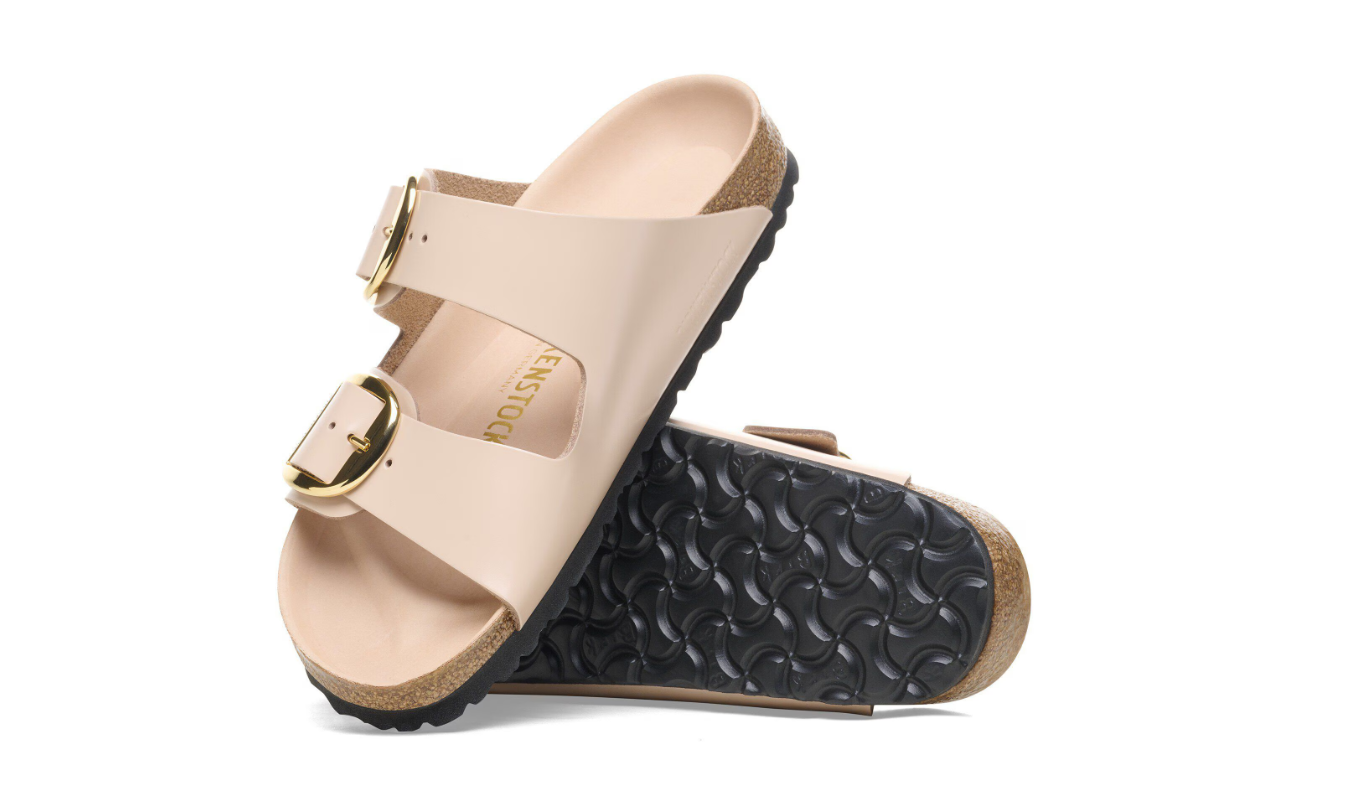 Birkenstock Arizona Big Buckle Patent Leather Sandals – High-Shine New Beige