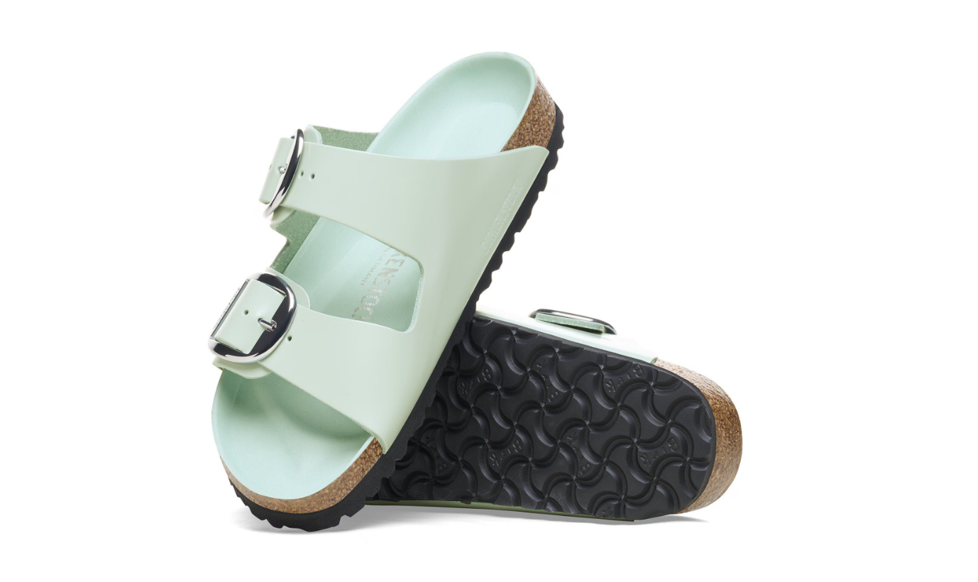 Birkenstock Arizona Big Buckle Patent Surf Green Leather Sandals