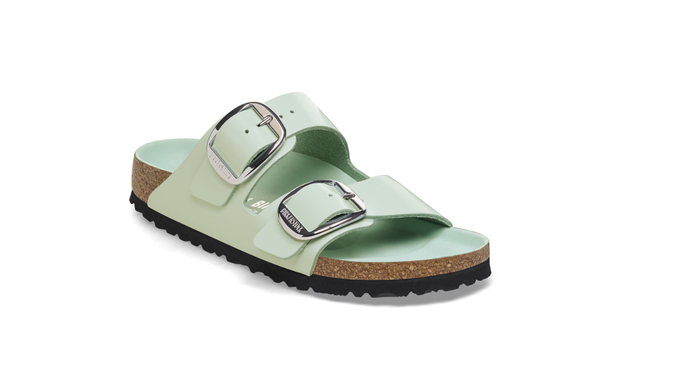 Birkenstock Arizona Big Buckle Patent Surf Green Leather Sandals