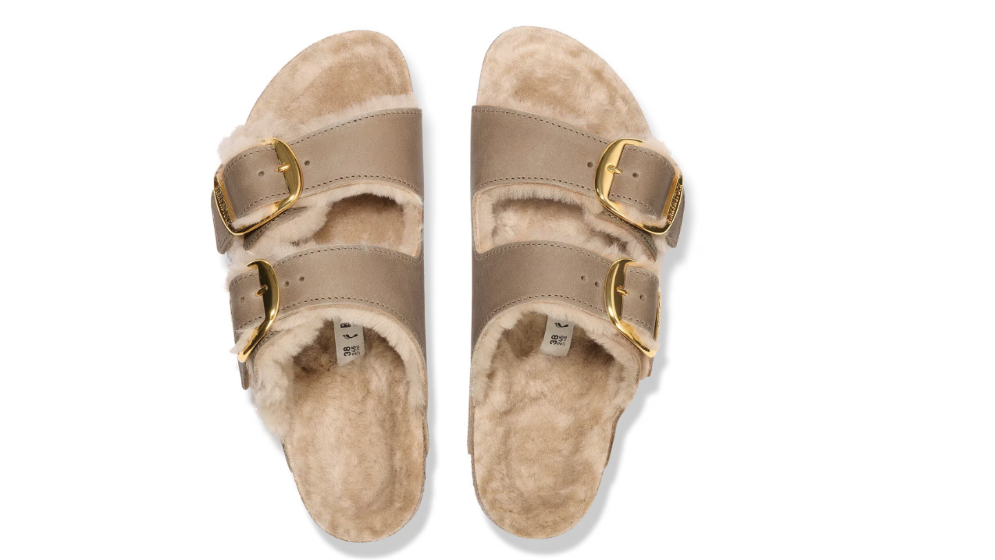 Birkenstock Arizona Big Buckle Shearling Tobacco Brown Oiled Leather