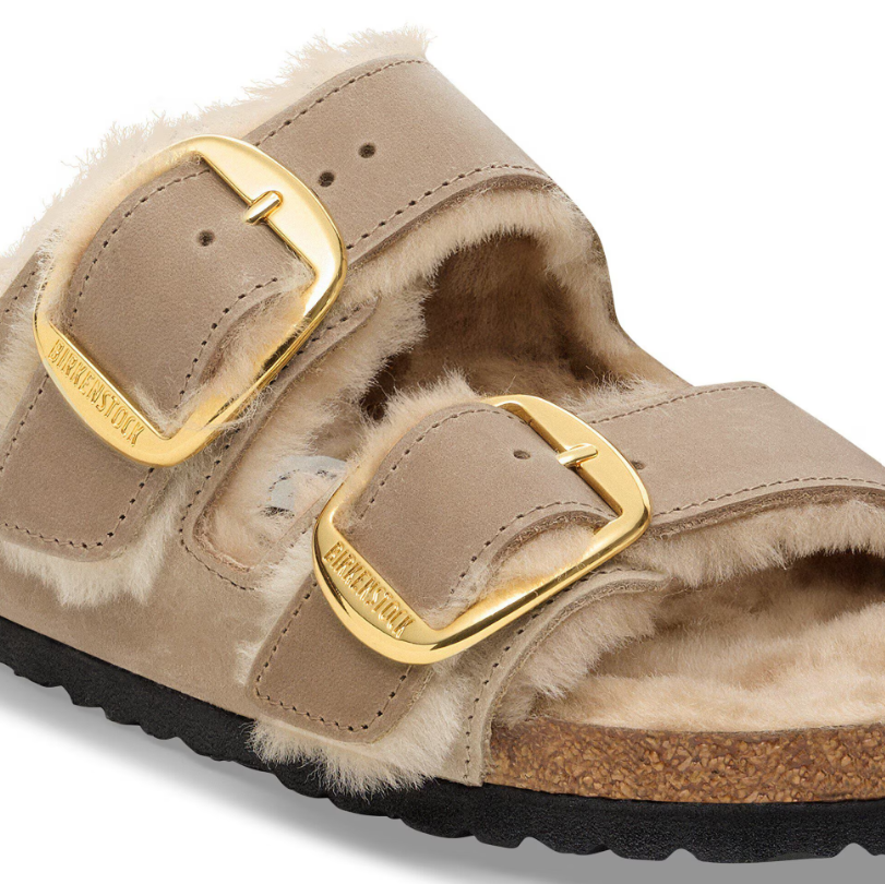 Birkenstock Arizona Big Buckle Shearling Tobacco Brown Oiled Leather