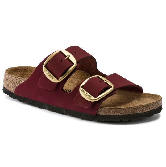 Birkenstock Arizona Big Buckle Nubuck Leather Maroon Sandals