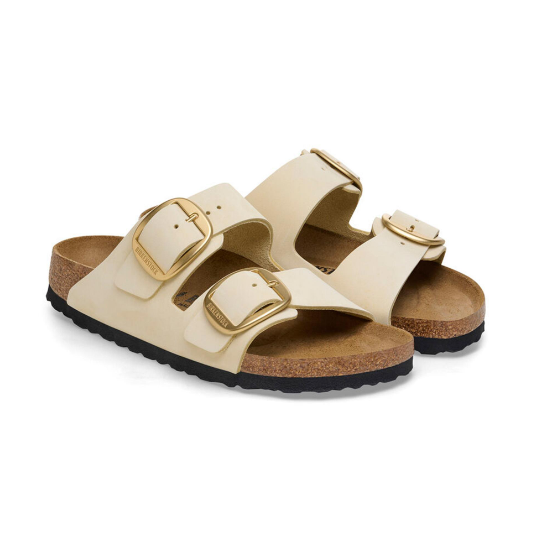 Birkenstock Arizona Big Buckle Nubuck Leather Ecru