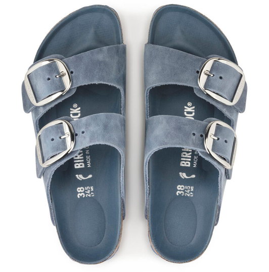 Birkenstock Arizona Big Buckle Oiled Leather Dusty Blue Sandals